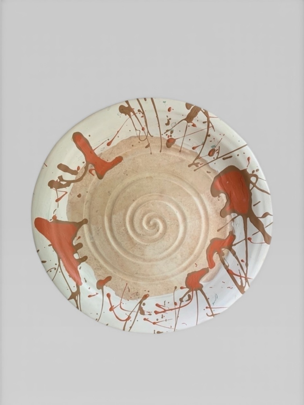 Southwestern Signed 13.5 inch Round Pottery Display Piece